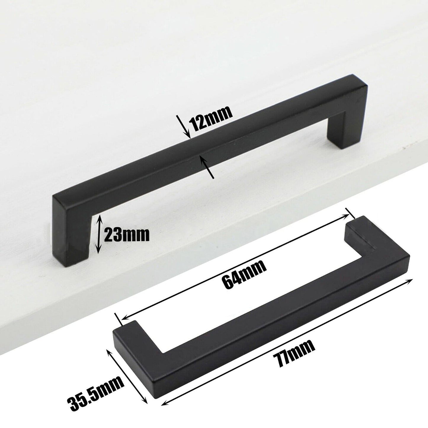 Black 77mm 64mm MatteStainless Steel Handles