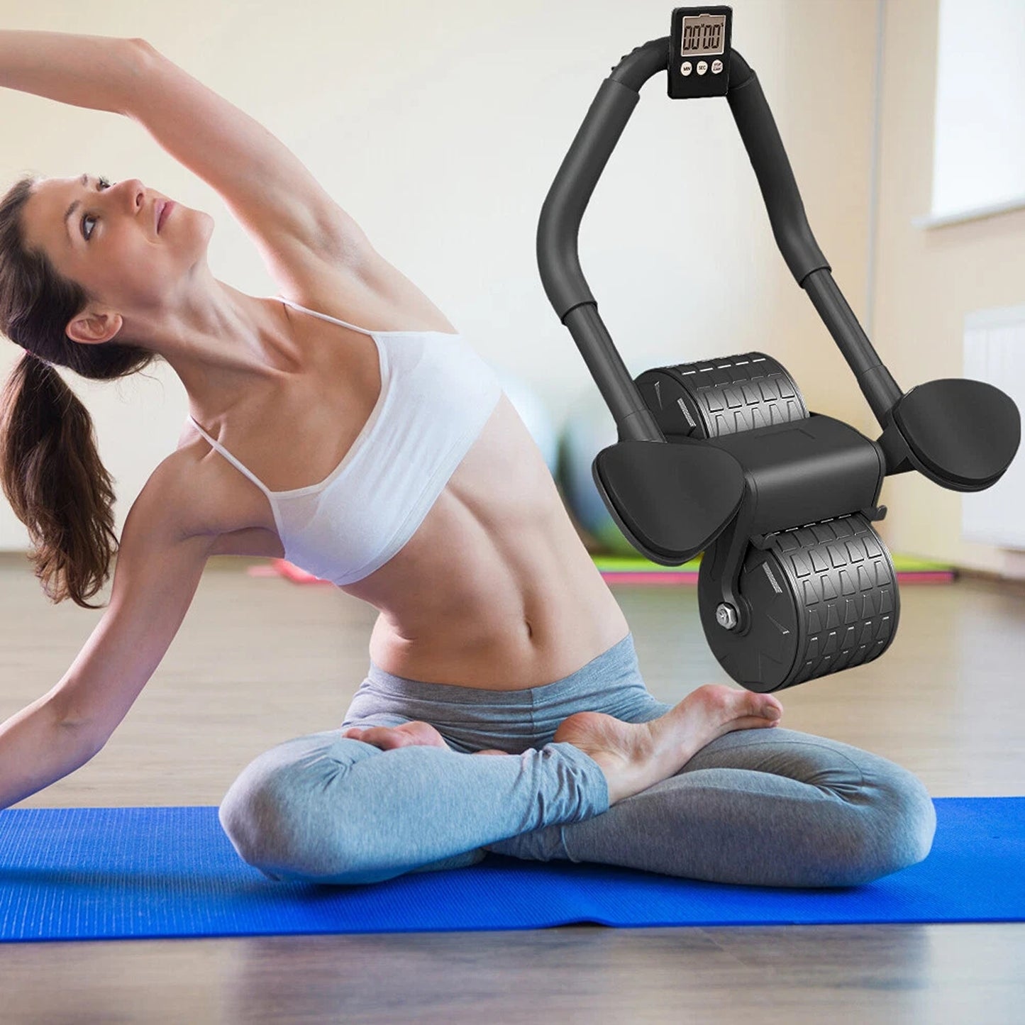 Automatic Rebound AB Roller Abdominal Wheel Anti Slip Fitness Exercise Trainer