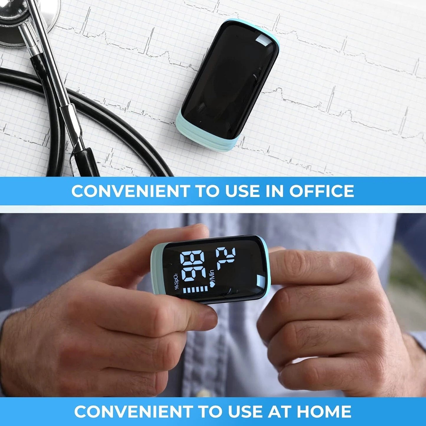 USB Rechargeable Finger Pulse Oximeter and Heart Rate Monito