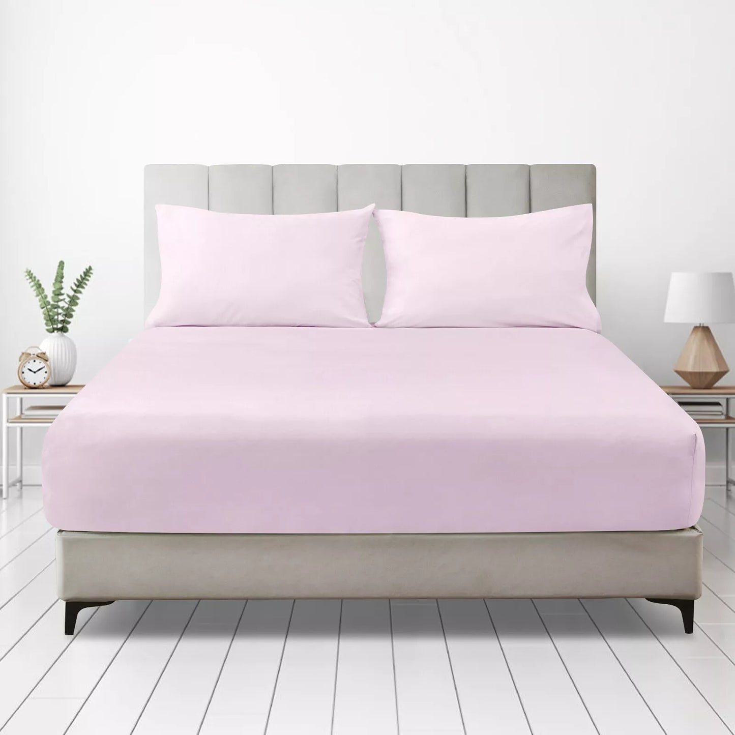 Hotel 2200TC Ultra Soft Fitted Sheet Set with Pillowcases No Flat Sheet - Light Pink