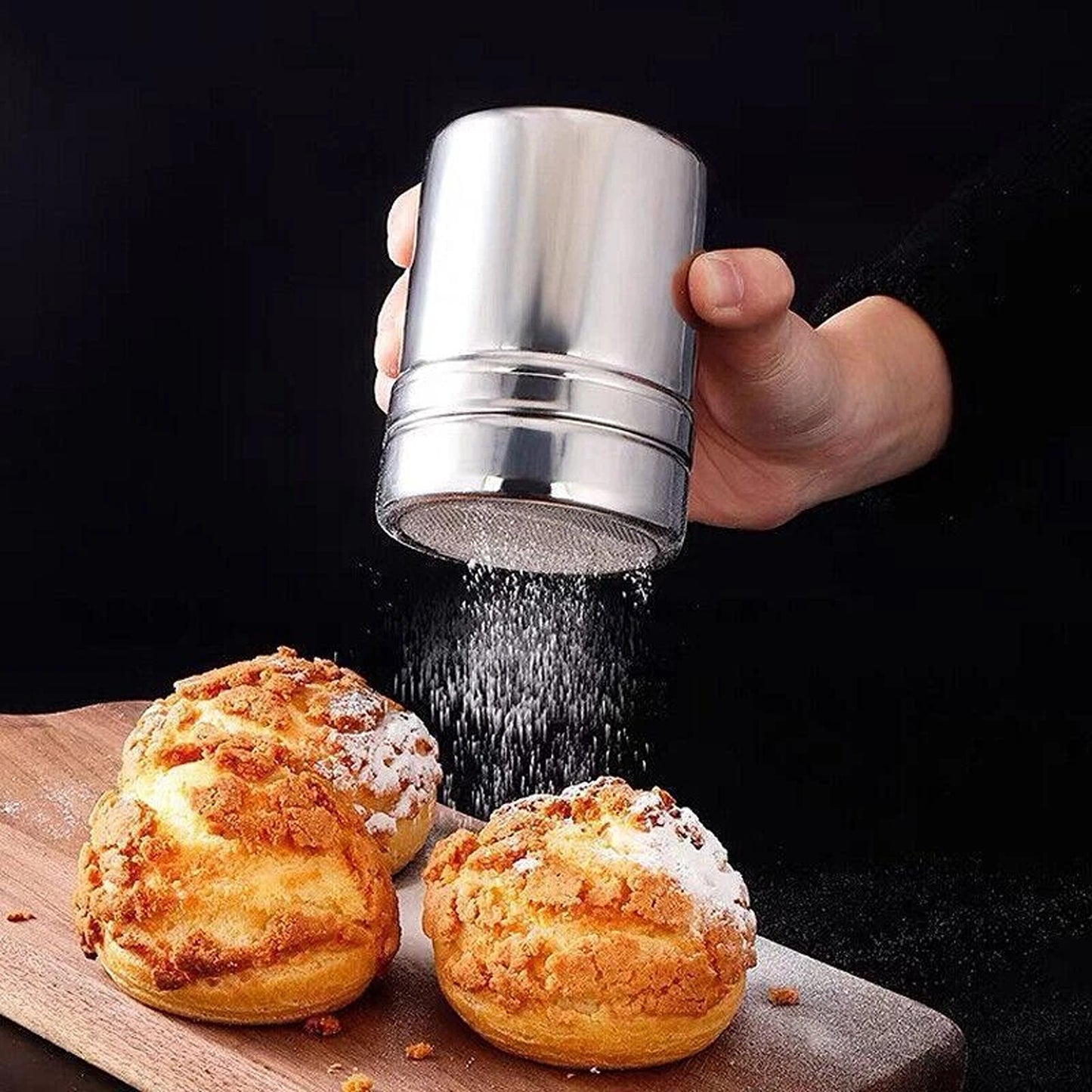 Stainless Steel Chocolate Powder Shaker for Coffee and Desserts