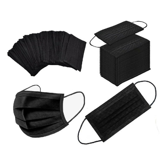 100 Pcs Disposable Face Masks 3 Layer Protective Masks Meltblown Filter Black