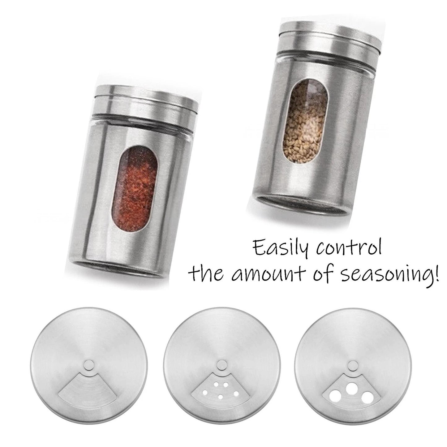 Mini Stainless Steel Spice Shaker and Storage Jar Set 2pcs