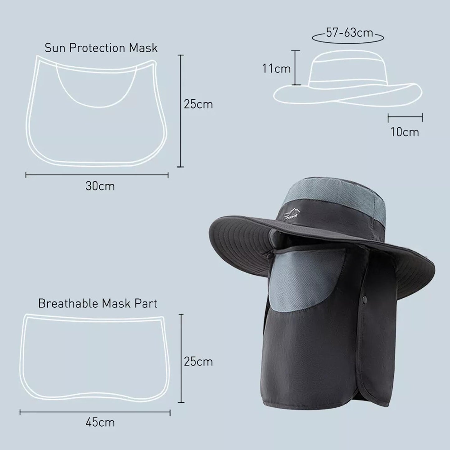 Sun Protection Hat with Neck Flap for Men and Women Hiking or Fishing