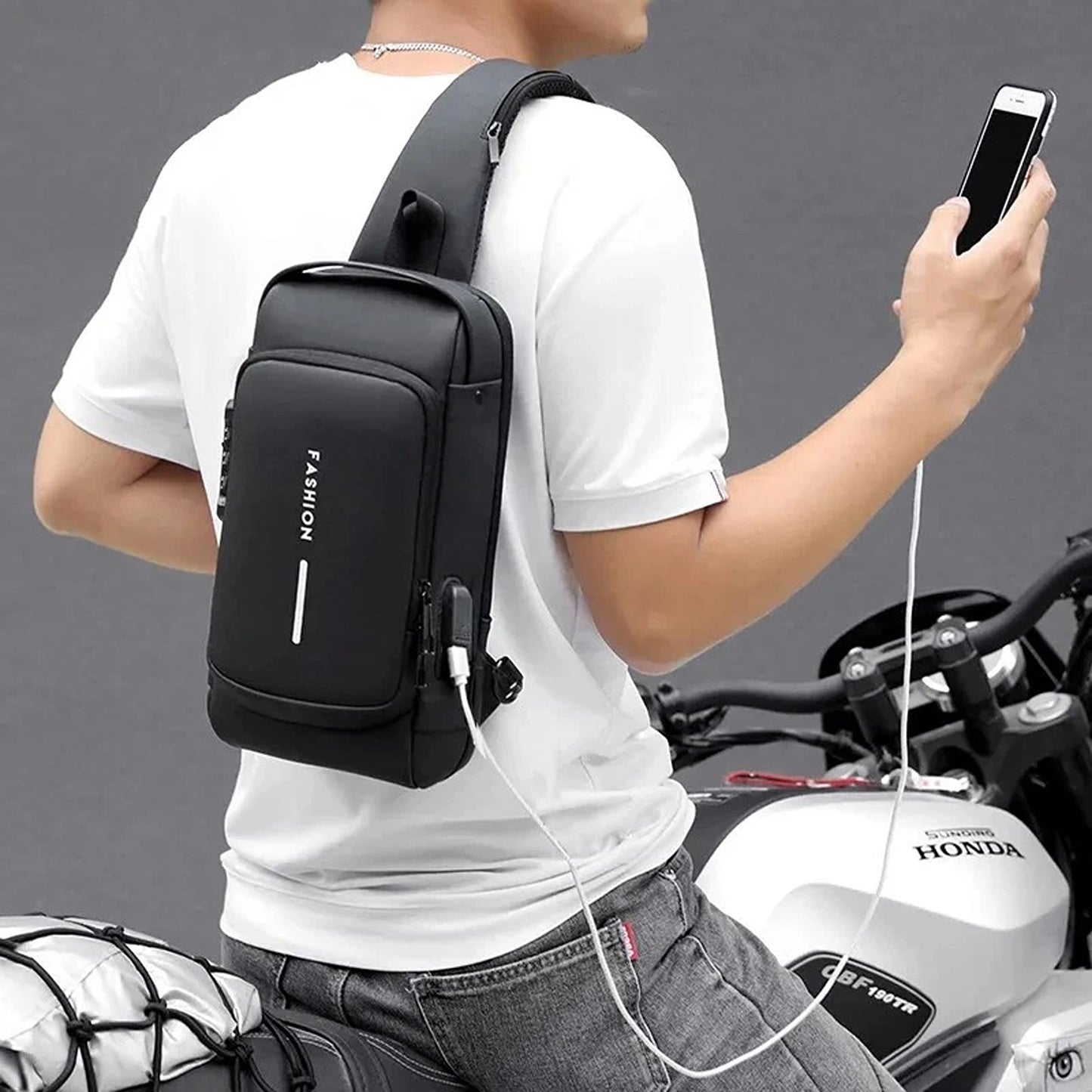 Crossbody Sling Bag for Men Anti Theft Backpack with USB Port