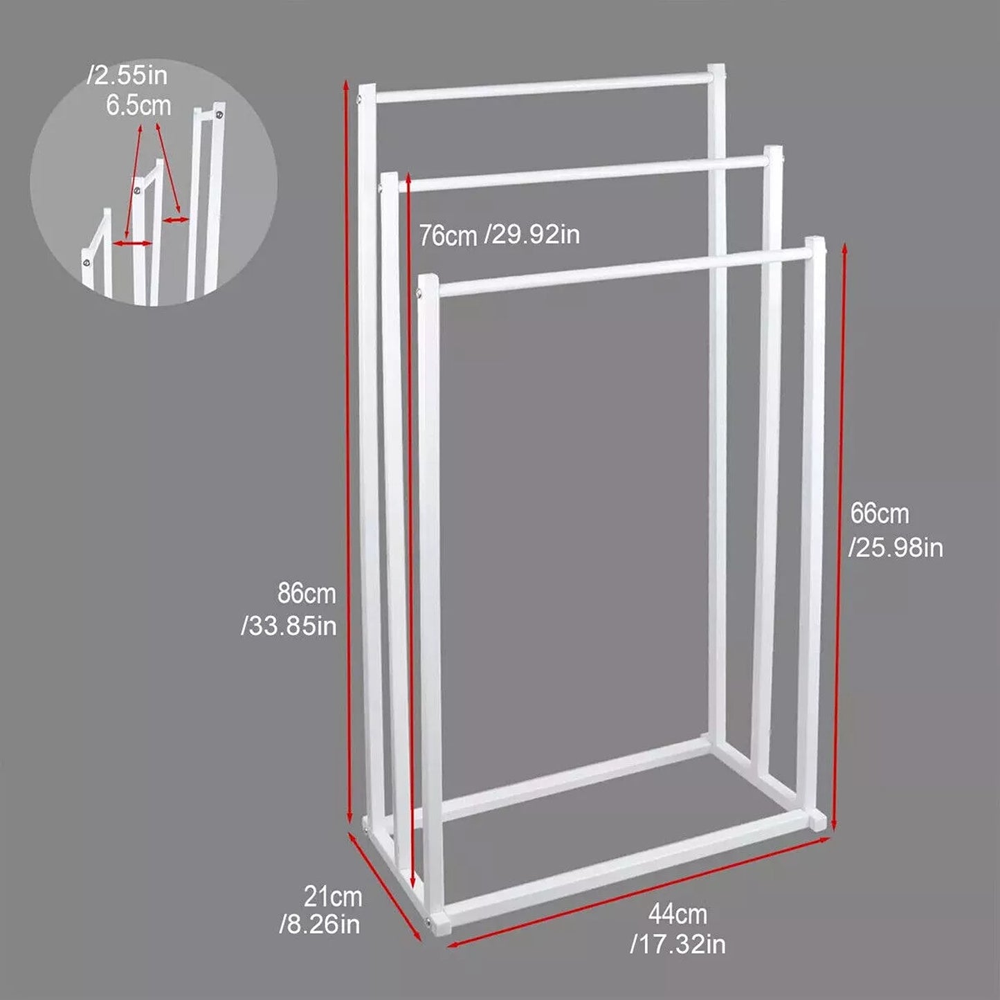 3 Tier Freestanding Metal Towel Rack with Drying Bars