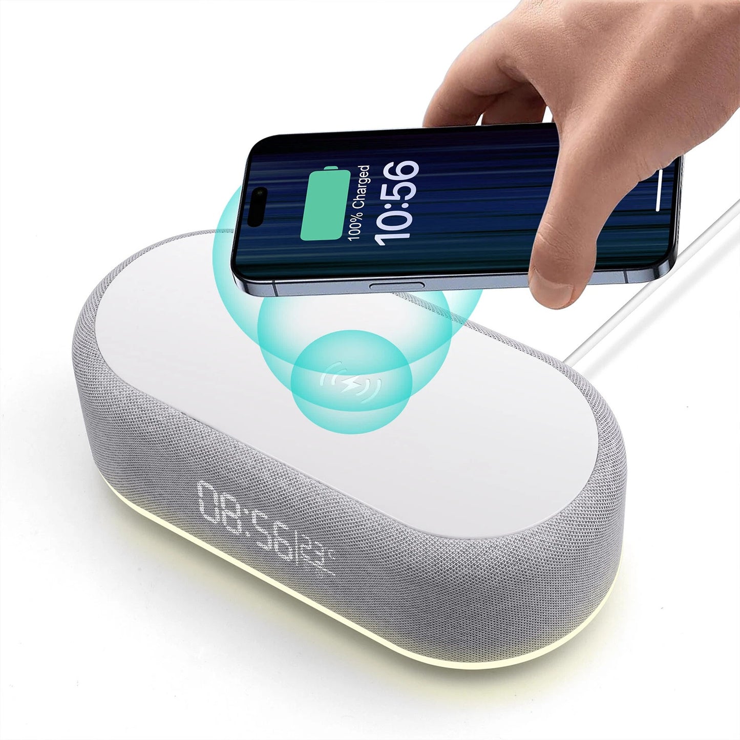 Wireless Charger Dock with Alarm Clock and Thermometer for iPhone 16 15 Samsung S25