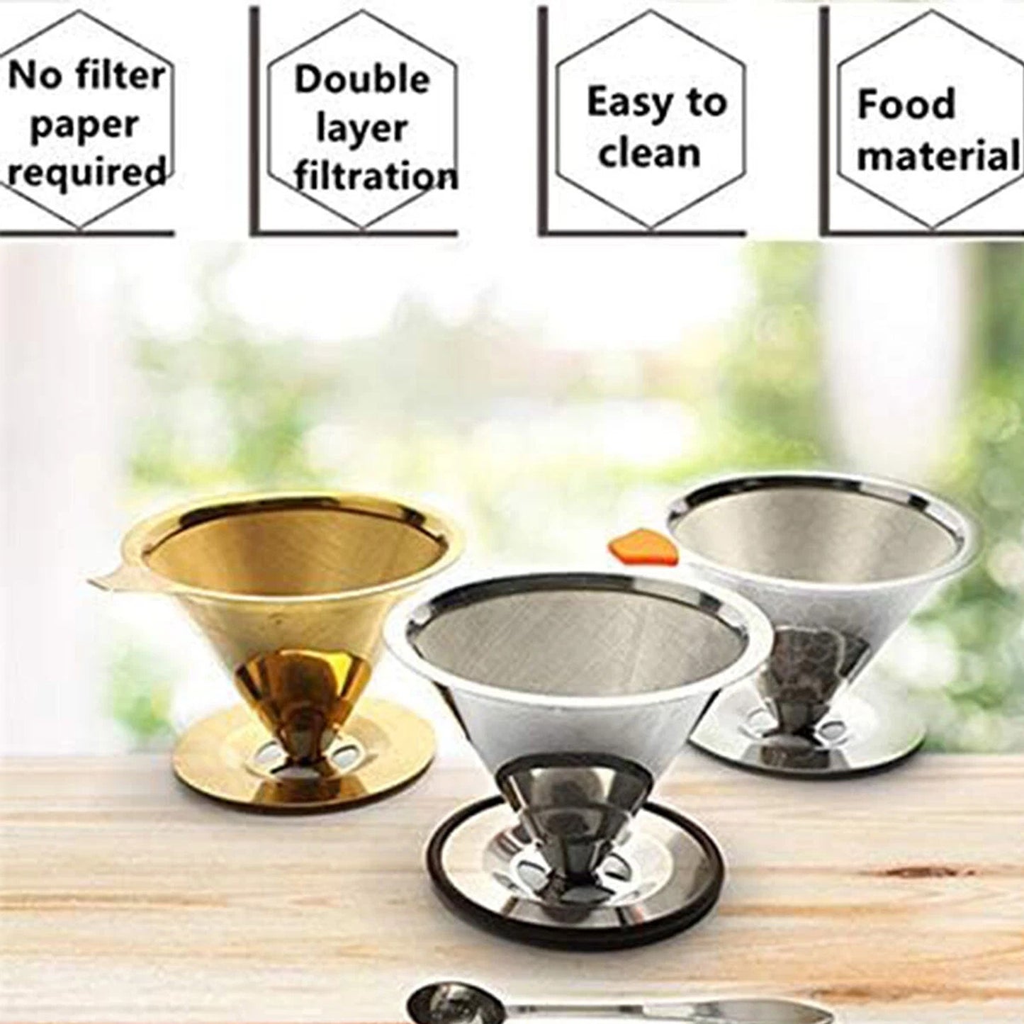 Stainless Steel Double Layer Coffee Filter 600 Mesh Paperless