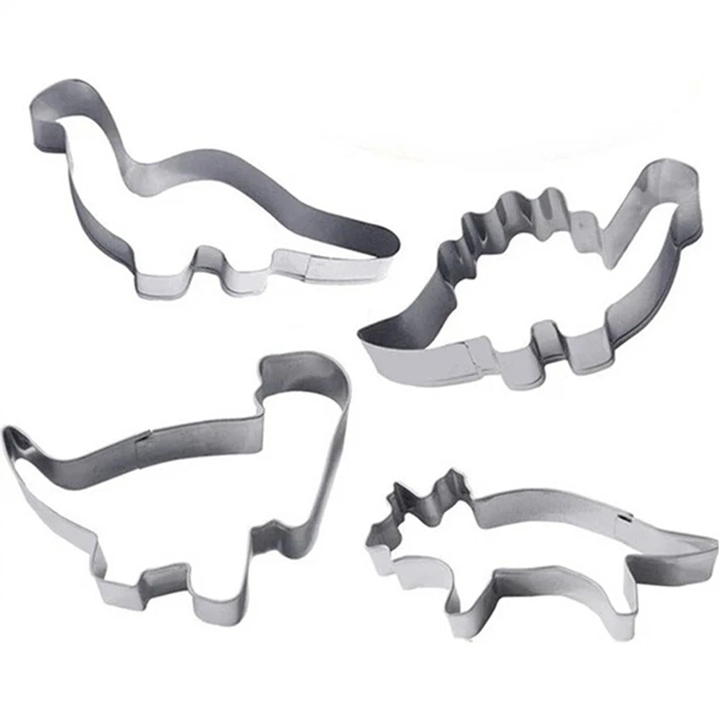 4 Pack Stainless Steel Dinosaur Cookie Cutters for Baking and DIY