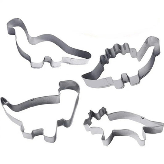 4 Pack Stainless Steel Dinosaur Cookie Cutters for Baking and DIY