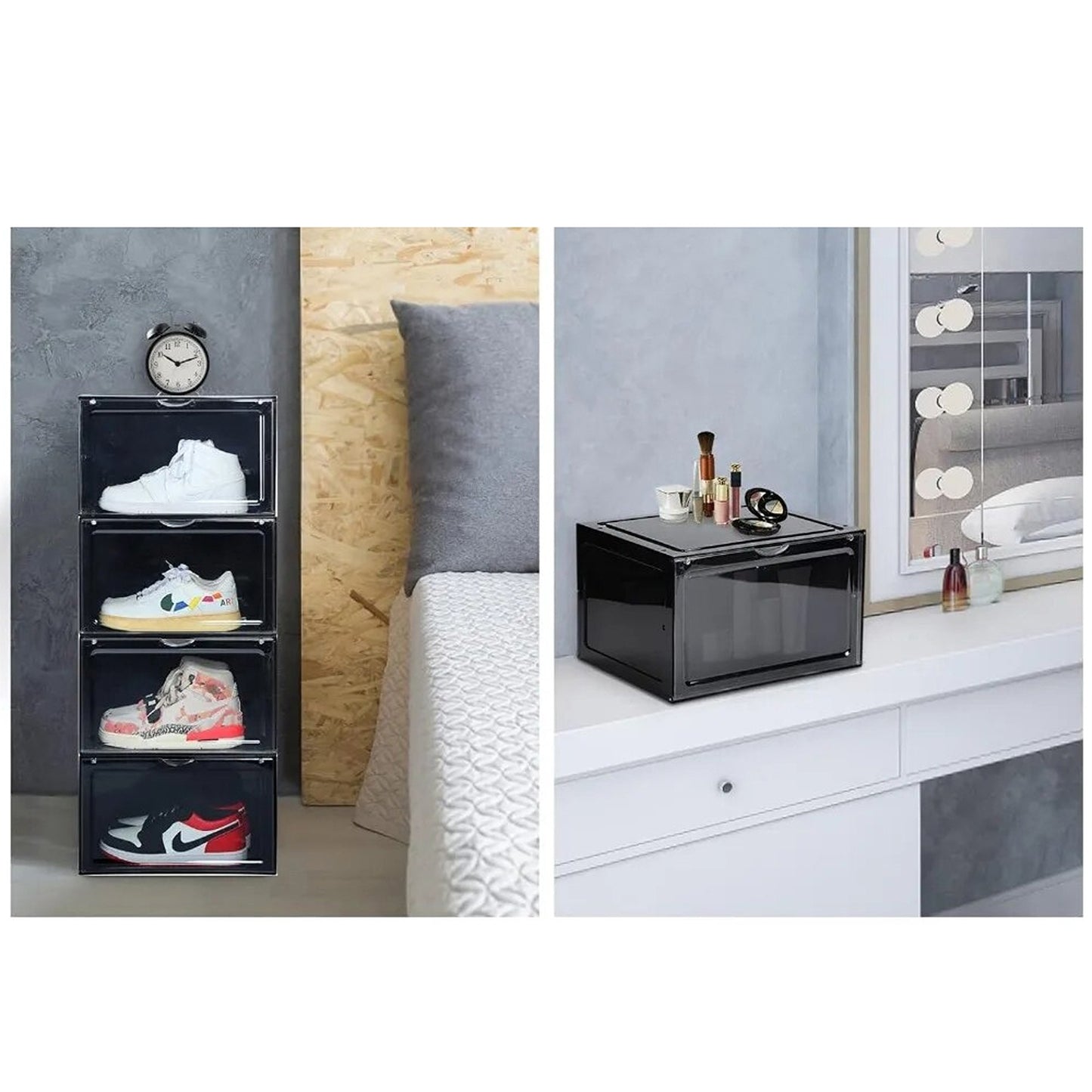 Sneaker Display Cases Shoe Box Black Plastic Boxes