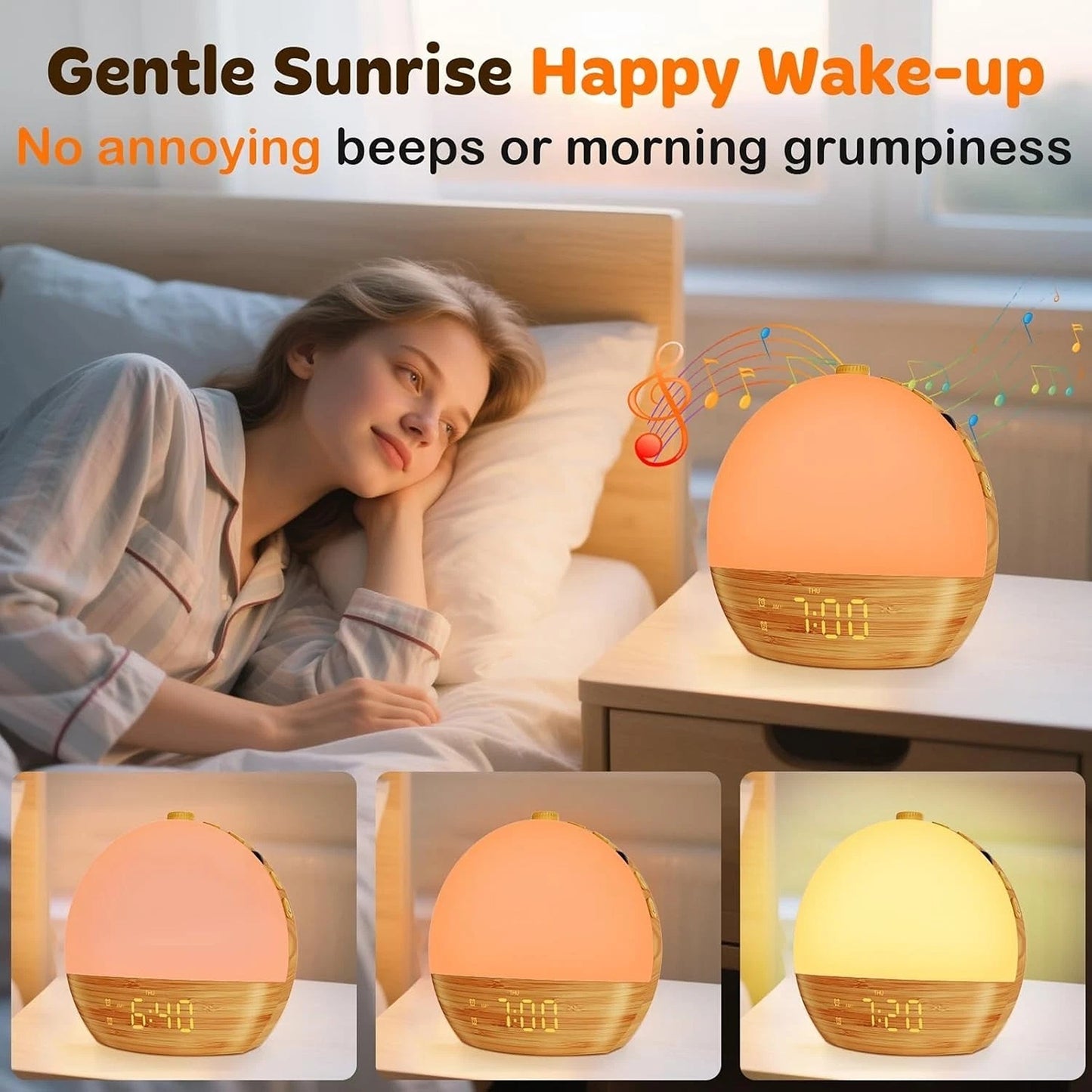 Sunrise Alarm Clock Wake Up Light With Sound Machine And White Noise
