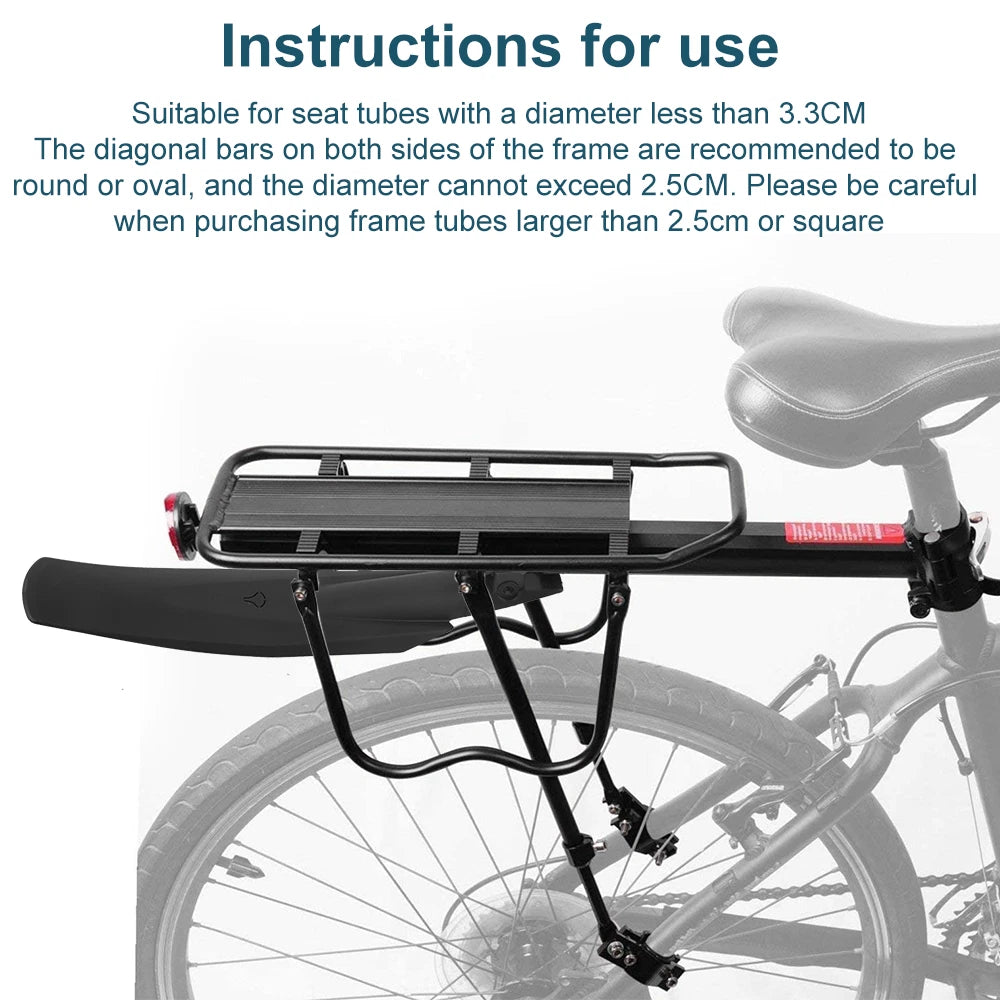 Adjustable Bike Cargo Rack with Fender and Pannier Support