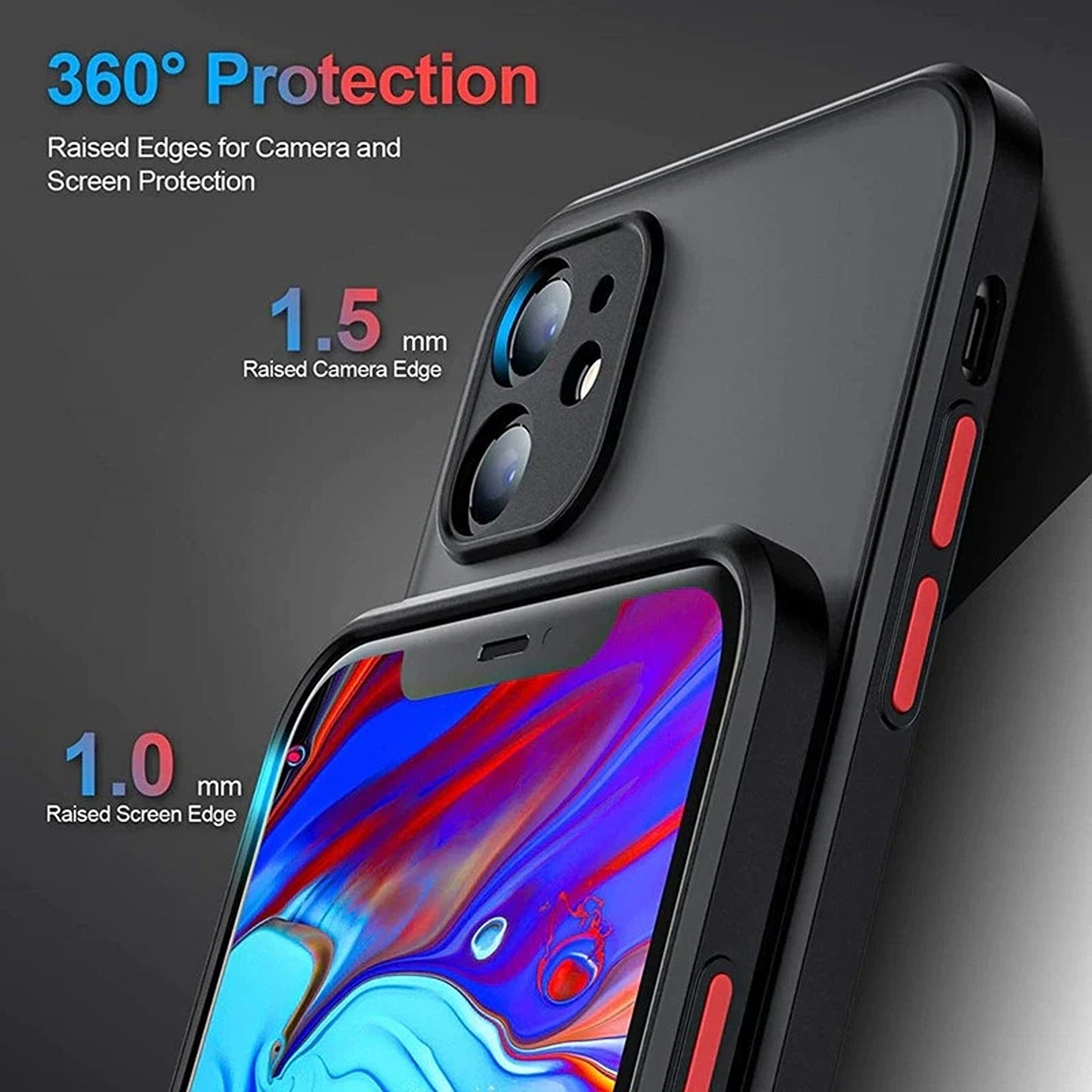 Black Shockproof Protective Case for iPhone 15 14 13 12 11