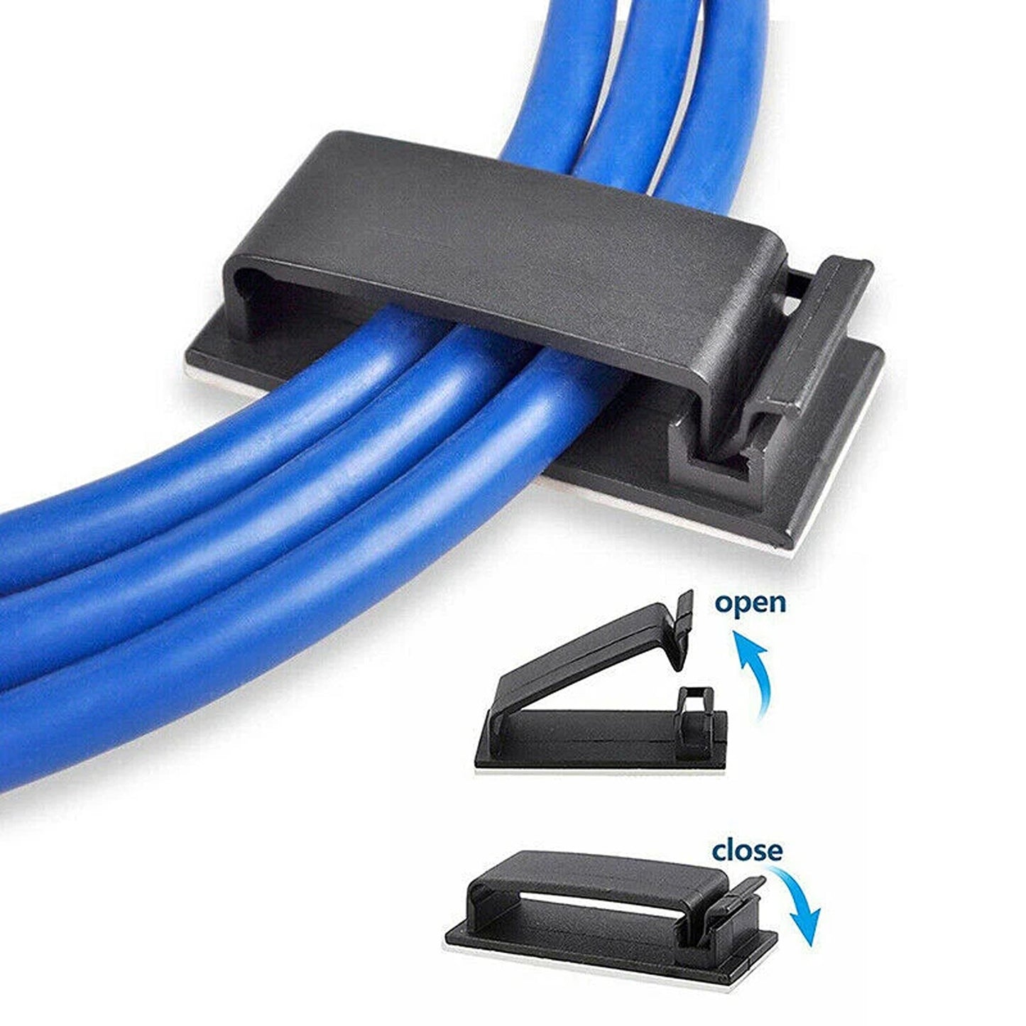 Adhesive Cable Clips Wire Management Holder Cord Organizer 20pcs