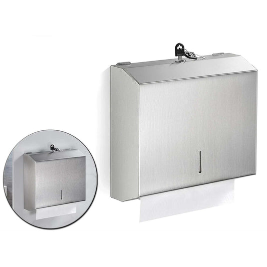 Stainless Steel Paper Towel Dispenser Wall Mounted Commercial Hand Towel Holder