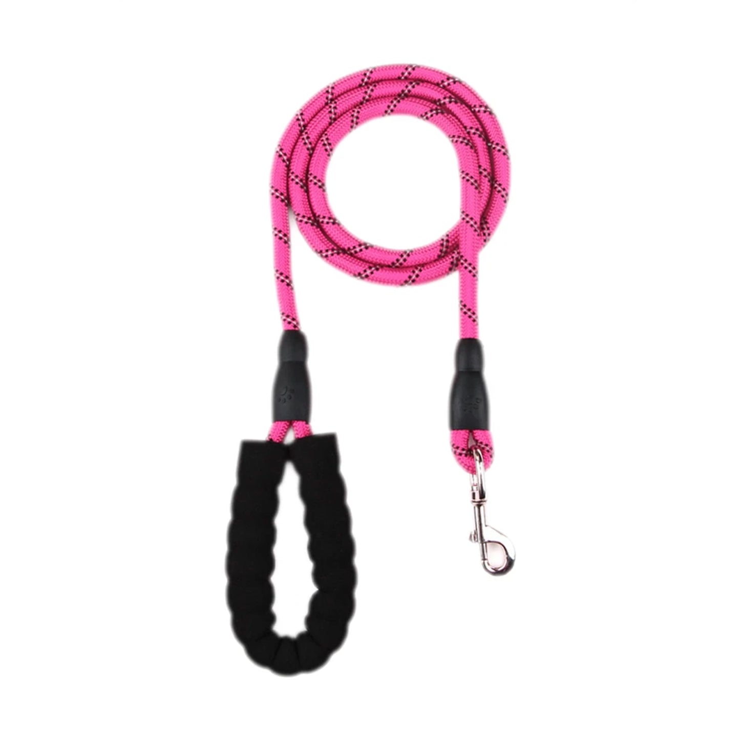 Nylon Dog Leash Heavy Duty with Padded Handle and Reflective Threads - Pink