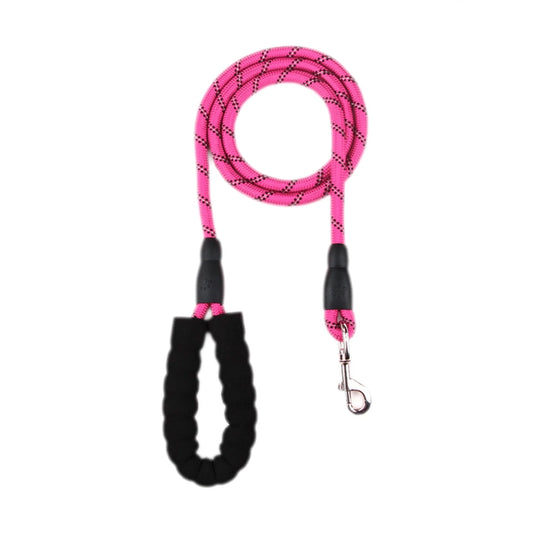 Nylon Dog Leash Heavy Duty with Padded Handle and Reflective Threads - Pink