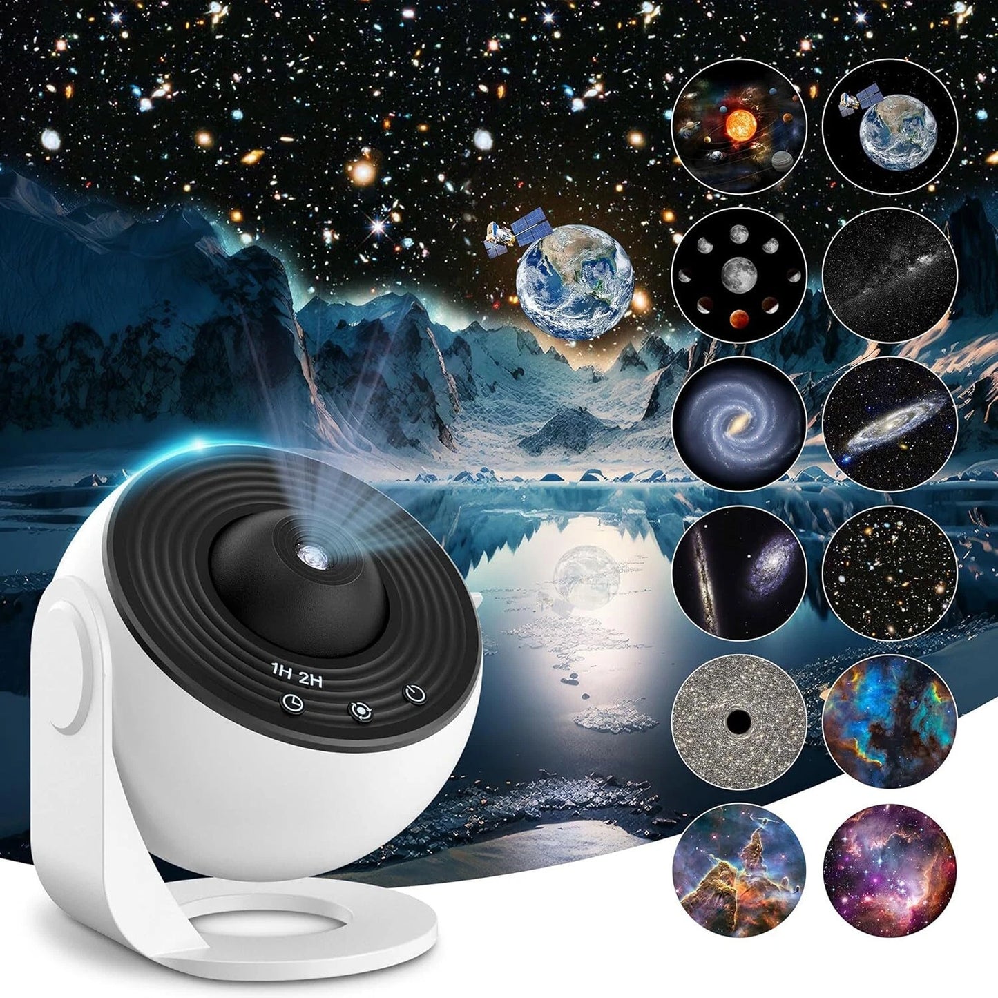 Rotating LED Starry Sky Projector Night Light with 12 Galaxy Themes