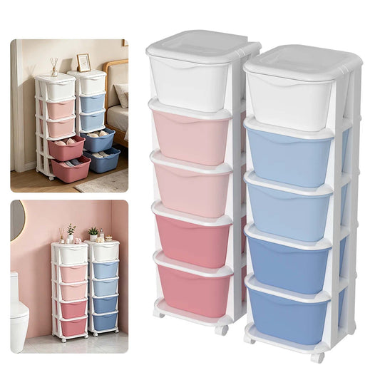 5 Drawer Plastic Storage Organizer Cabinet with Wheels