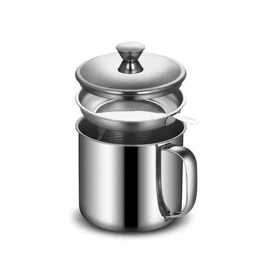 Cooking Oil Filter Container with Lid and Strainer
