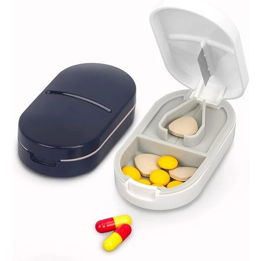 Travel Pill Cutter And Tablet Divider Organizer Container