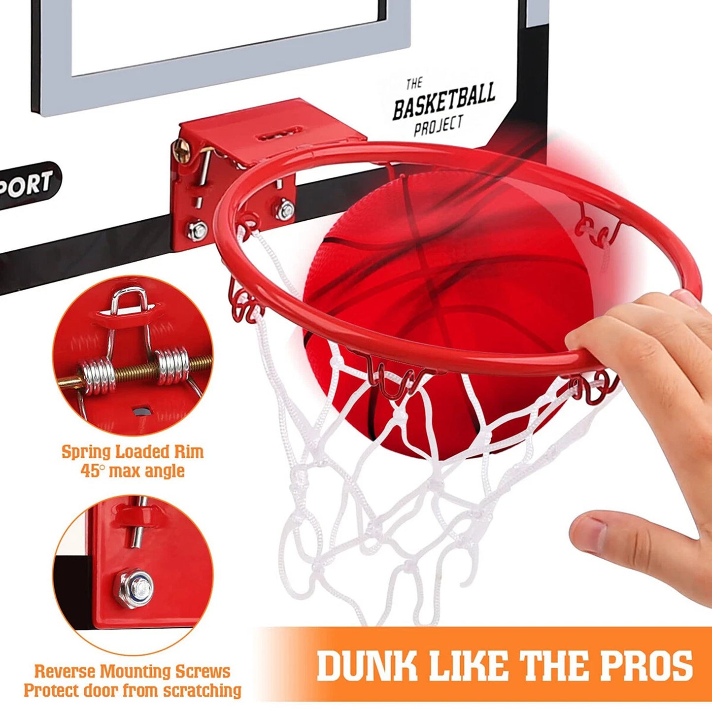 Over the Door Mini Basketball Hoop with Balls and Pump
