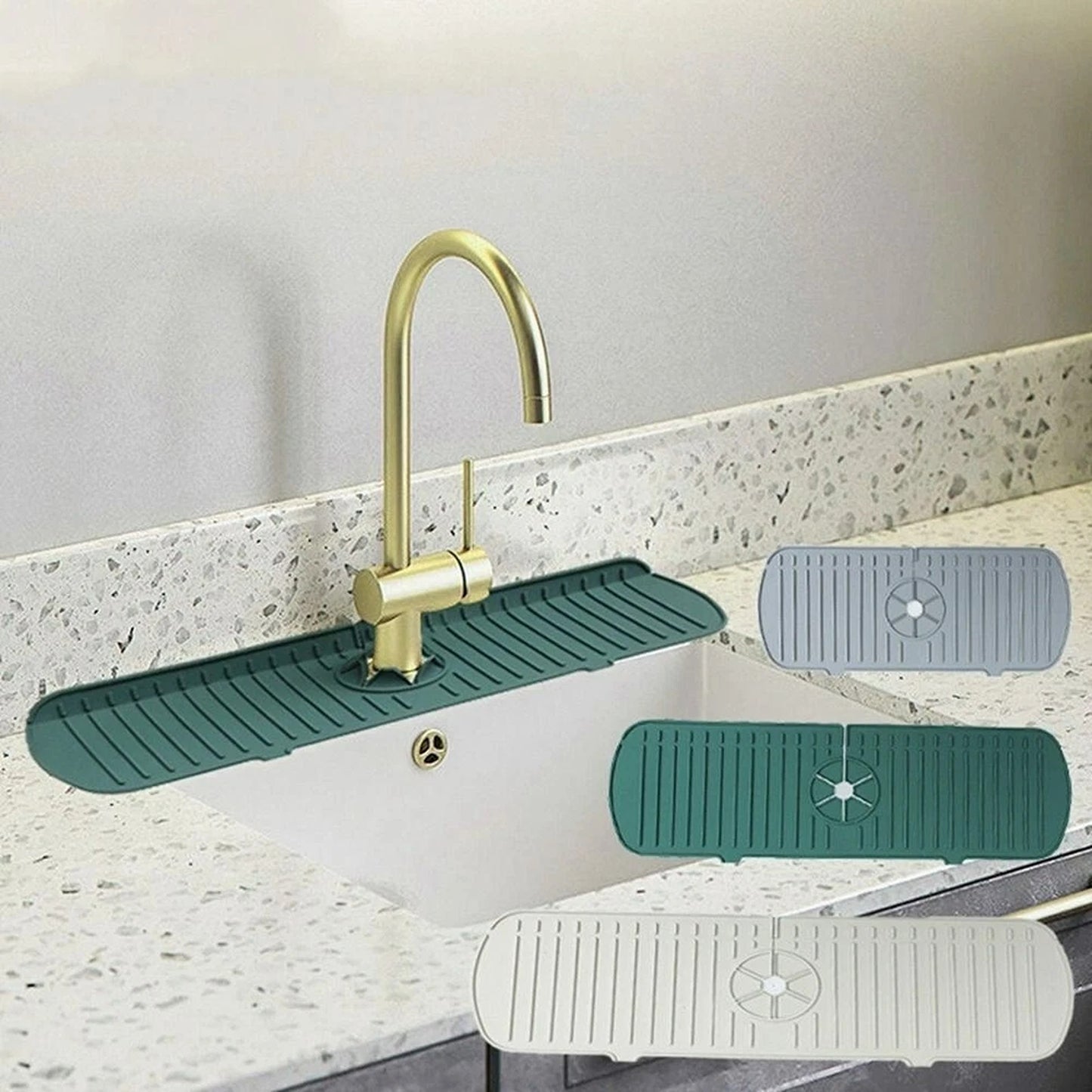 Kitchen Faucet Splash Guard Silicone Sink Protector - Grey