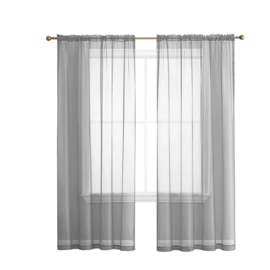 Light Grey 2 Panel Sheer Organza Voile Curtains Rod Pocket Window Drape 140x213cm