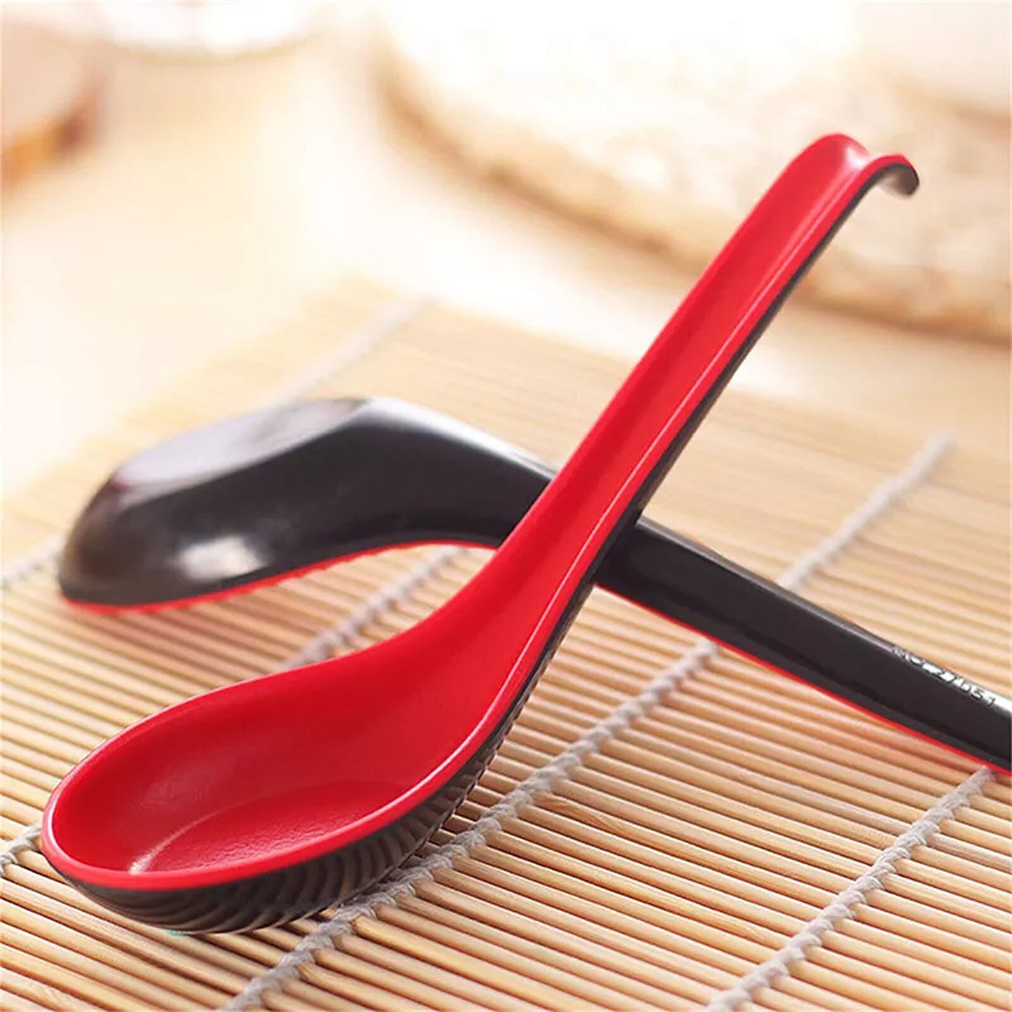 10PCS Japanese Chinese Style Ramen Soup Spoons with Hook Handle