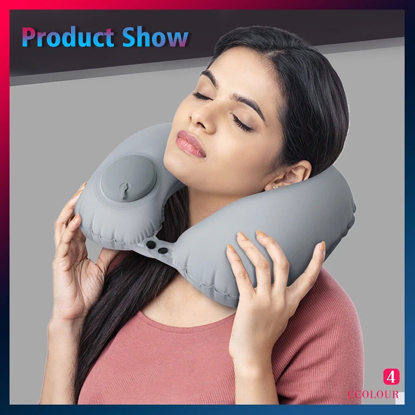 Portable Inflatable Travel Pillow U Shaped Neck and Head Cushion