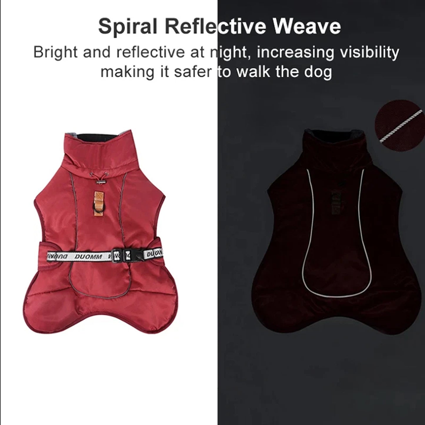Waterproof Winter Warm Dog Jacket Thick Windproof Coat - Red