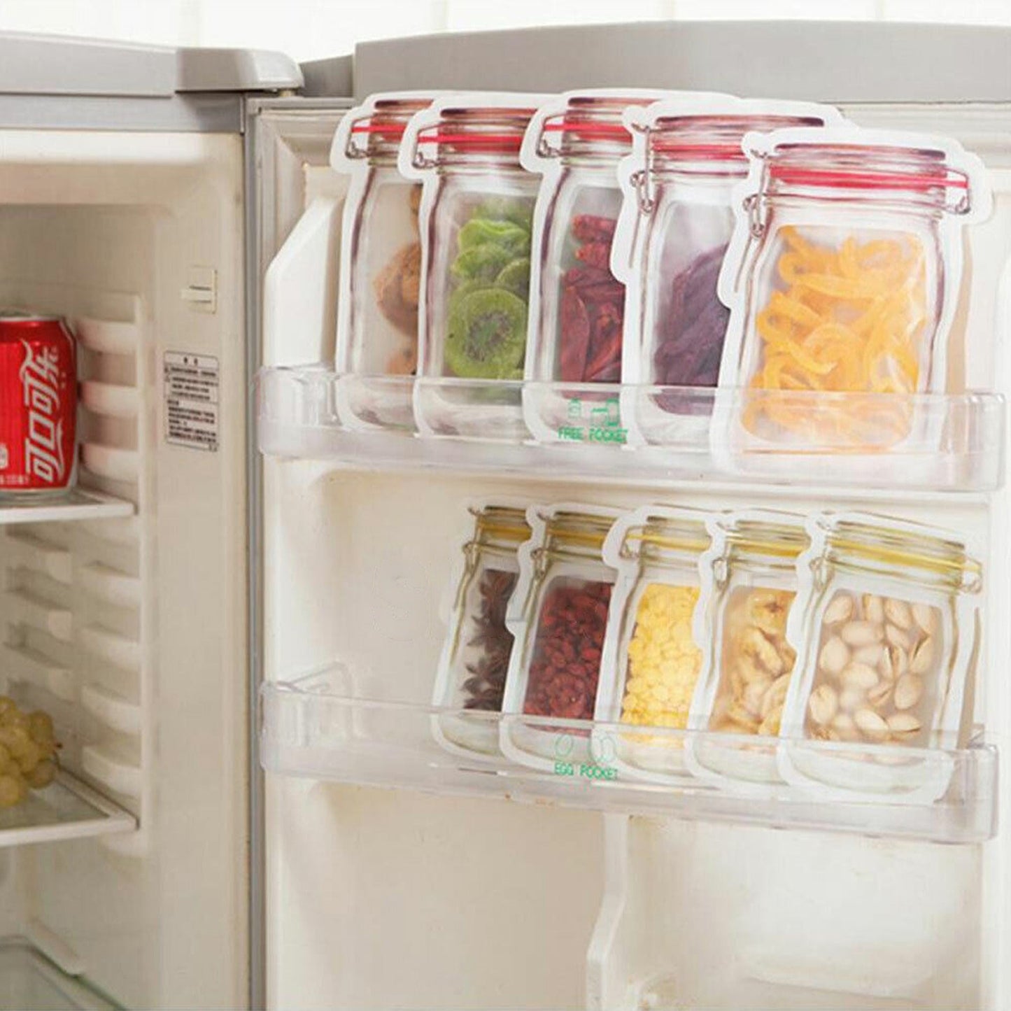 Mason Jar Zipper Reusable Zip Lock Food Storage Bags 10x