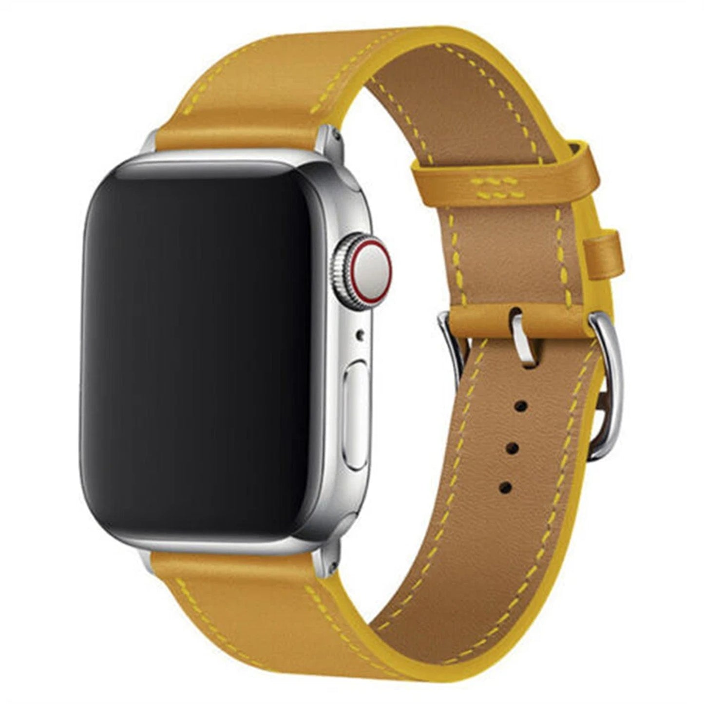 Genuine Leather Strap for Apple Watch Series 8 7 6 5 4 3 SE - Yellow