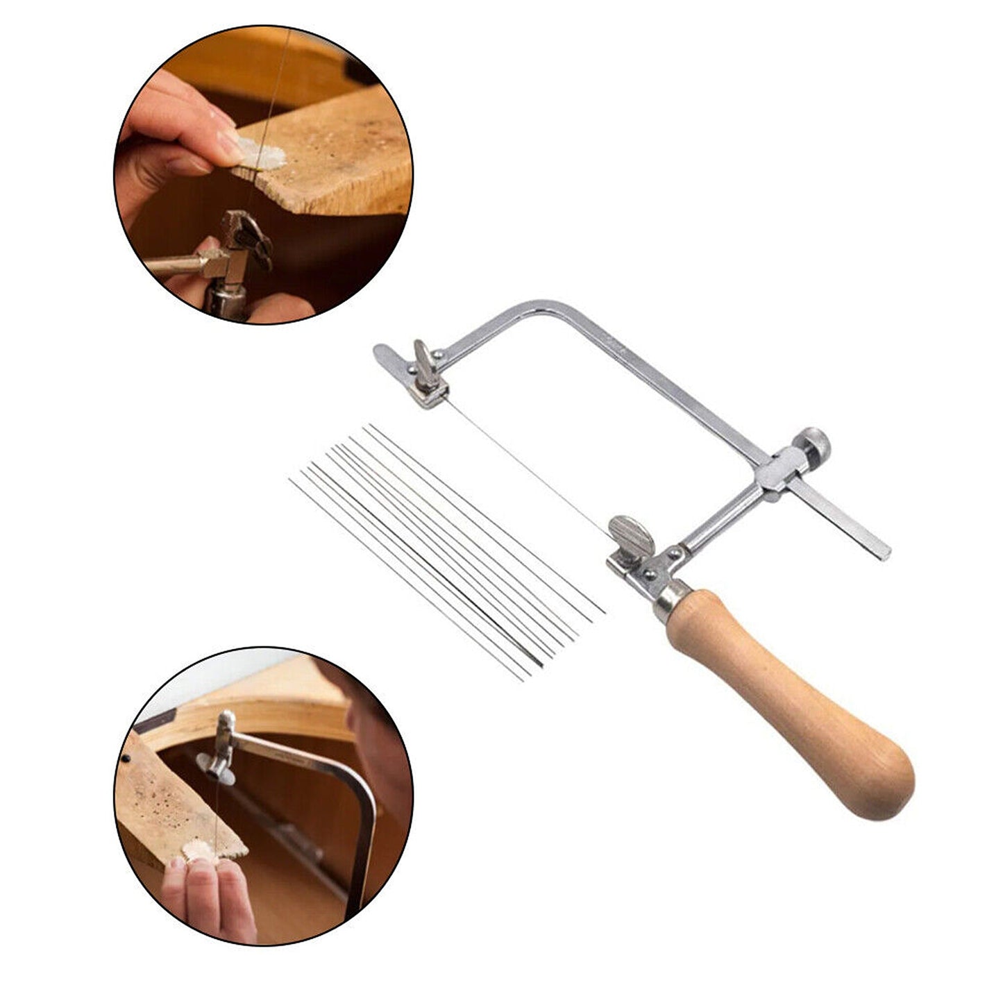 U Shaped Jewelers Saw Frame Mini DIY Jewelry Tool with 12 Blades