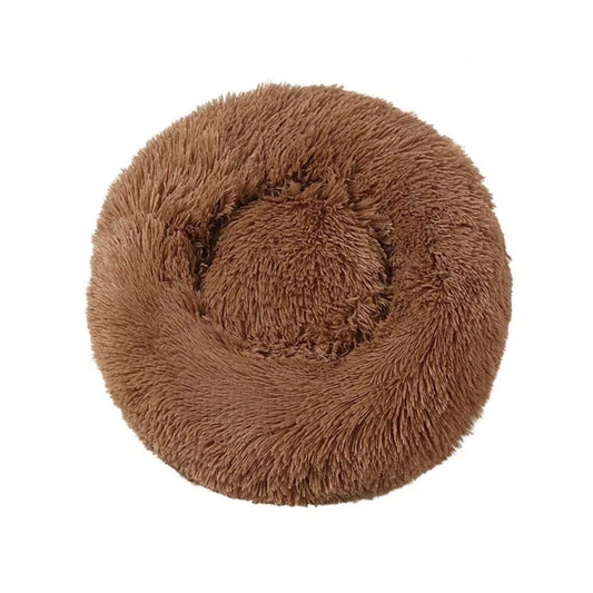 Brown Soft Plush Calming Pet Bed for Dogs and Cats