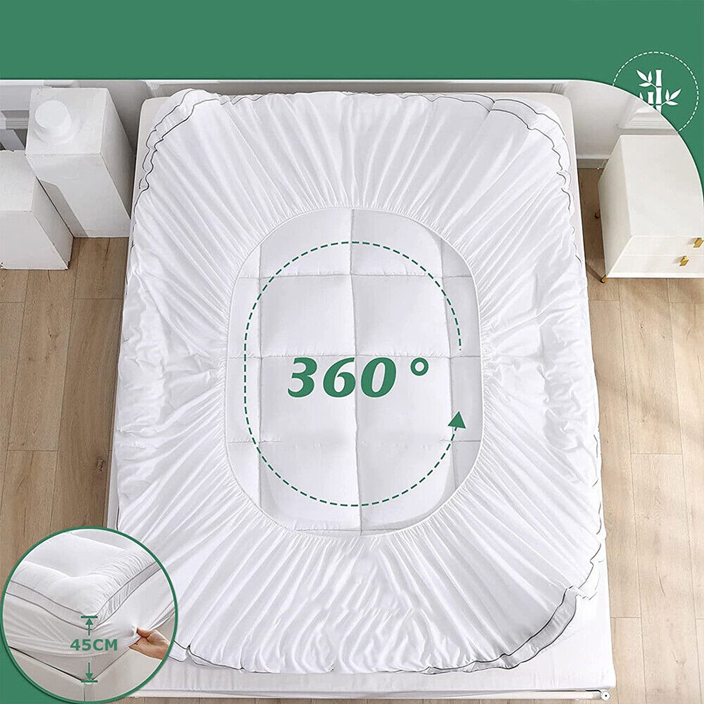 Bamboo Pillowtop Mattress Topper 100GSM Bed Protector Queen King