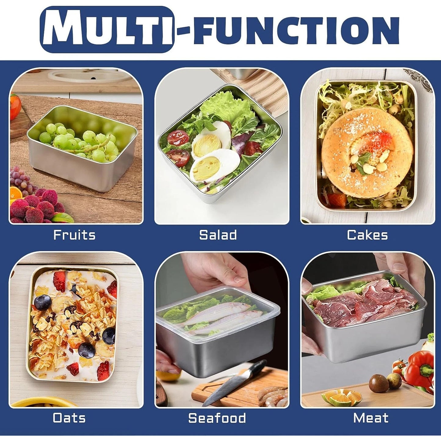 Reusable Stainless Steel Food Storage Box Set 10pcs