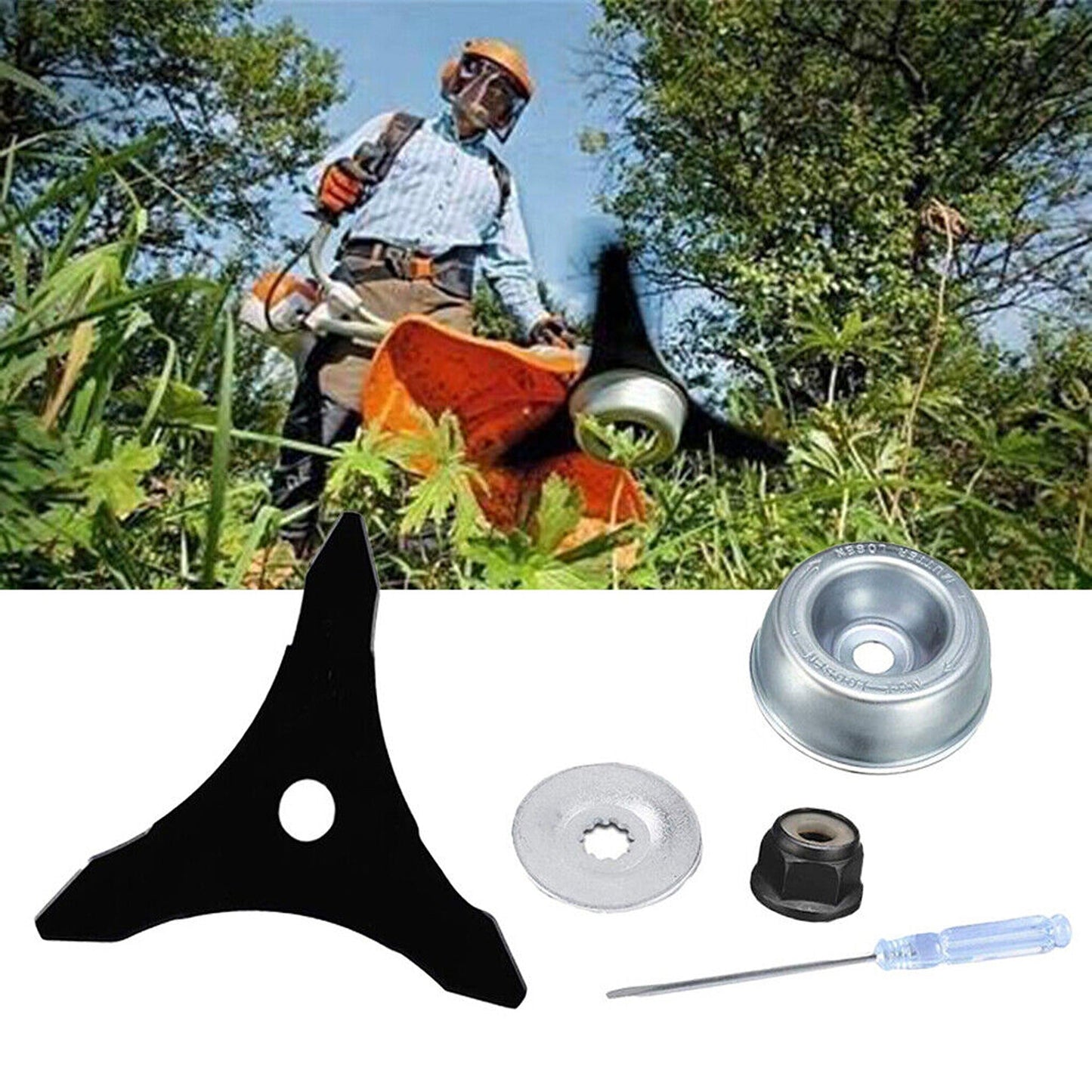 Mower Triangle Saw Blade Weed Eater Blade 3-Teeth Brush Cutter Trimmer Blade - 2pcs