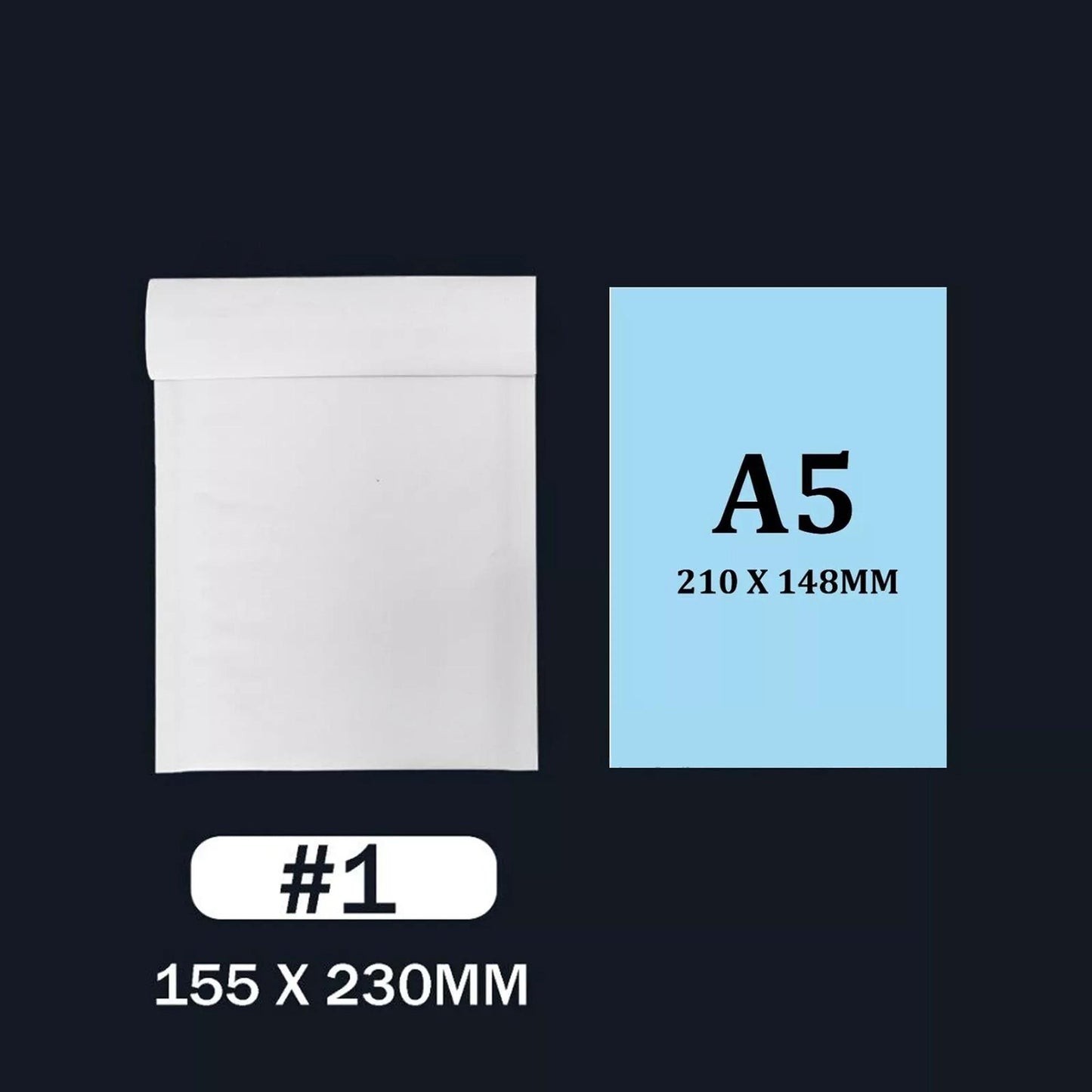 A5 Bubble Mailer 155x230mm White Padded Envelope C5 Size 1 - 40pcs