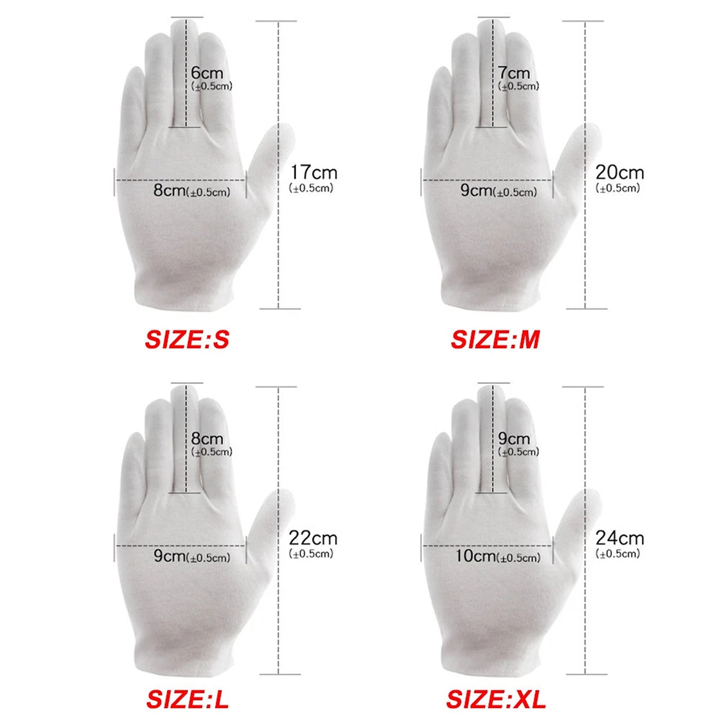 6 Pairs Soft White Cotton Gloves for Jewelry and Costume Handling