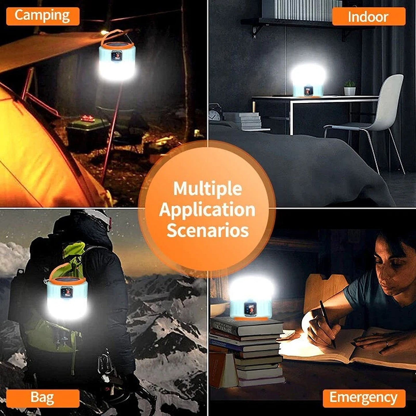 USB Rechargeable Solar LED Lantern for Camping and Outdoor