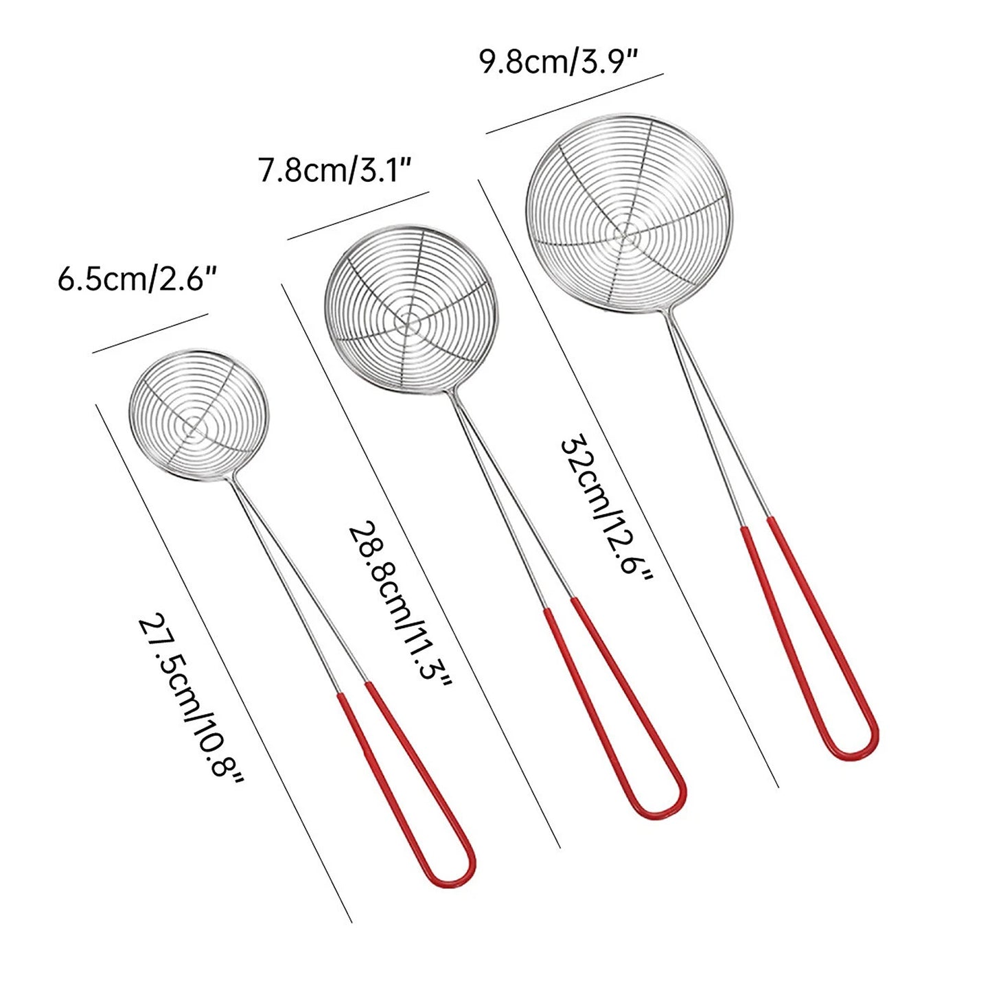 3x Kitchen Slotted Spoon Stainless Steel Filter Strainer for Cooking
