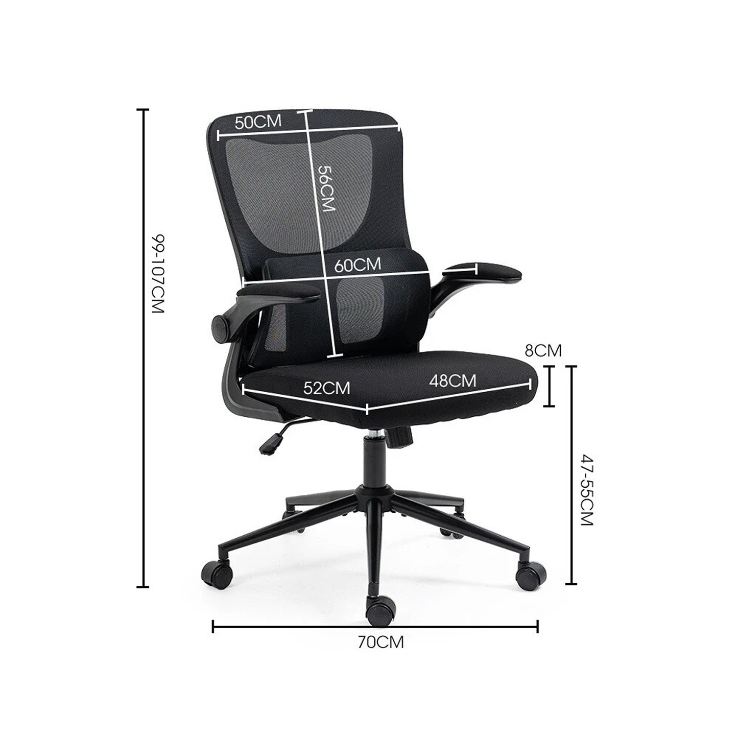 Adjustable Ergonomic Mesh Office Chair with Lumbar Support Black