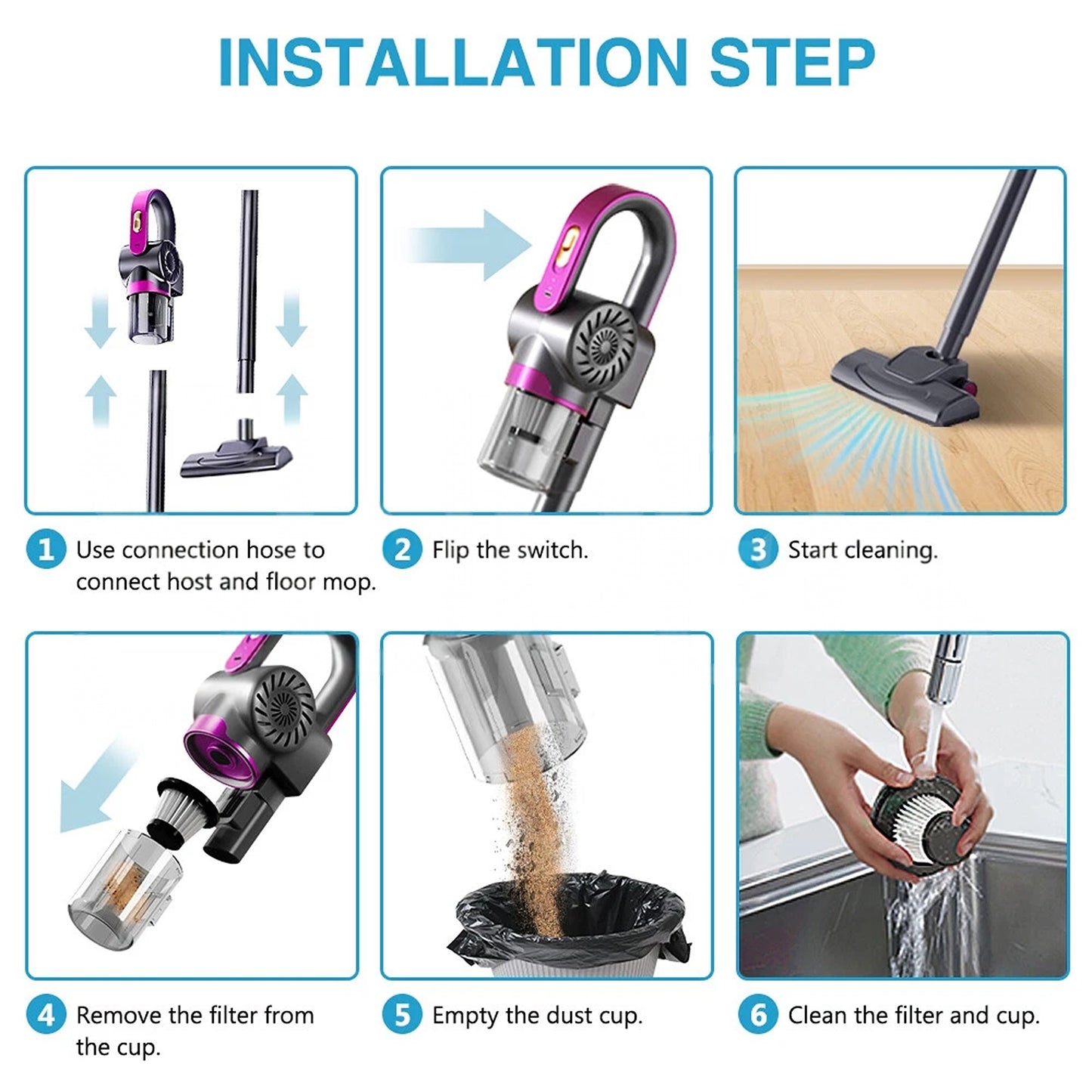 Cordless Handstick Vacuum Cleaner Handheld Upright for Home