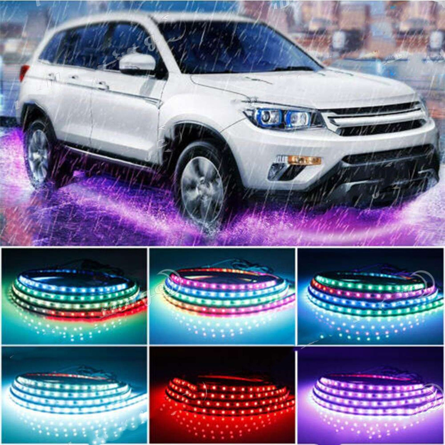 App Control RGB Underglow LED Neon Strip Kit For Car