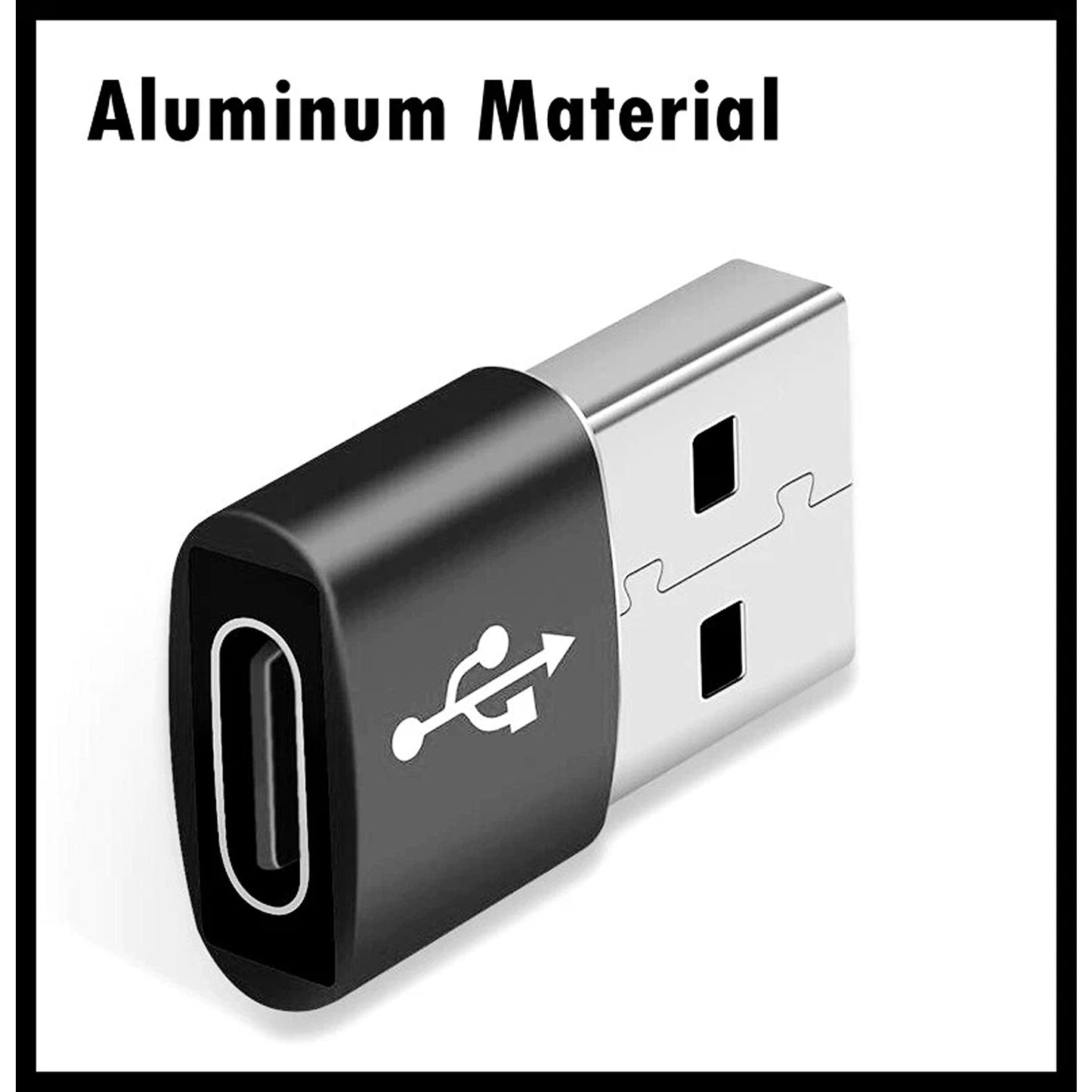 Black USB Type A Male to USB C Female Charging Port Adapter Converter