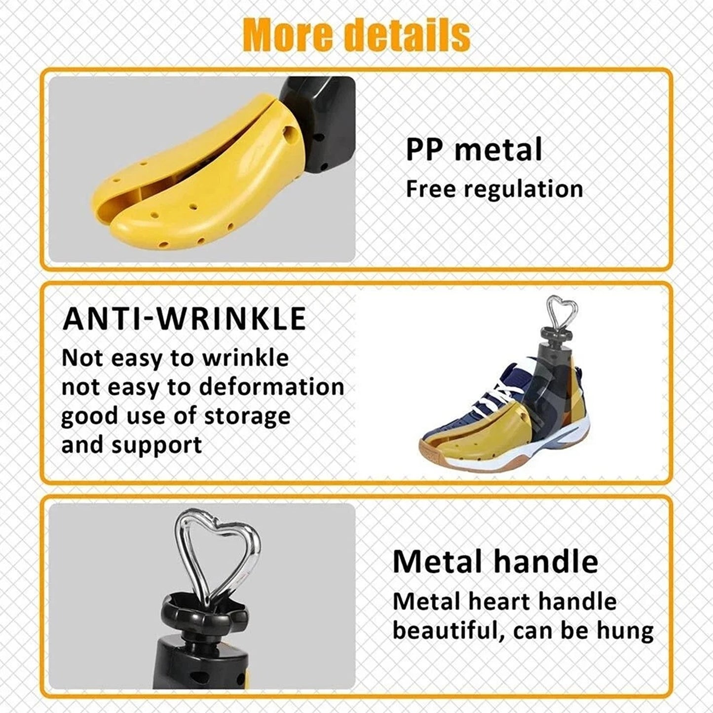 Yellow 2 Pack Adjustable Shoe Stretcher for Men and Women