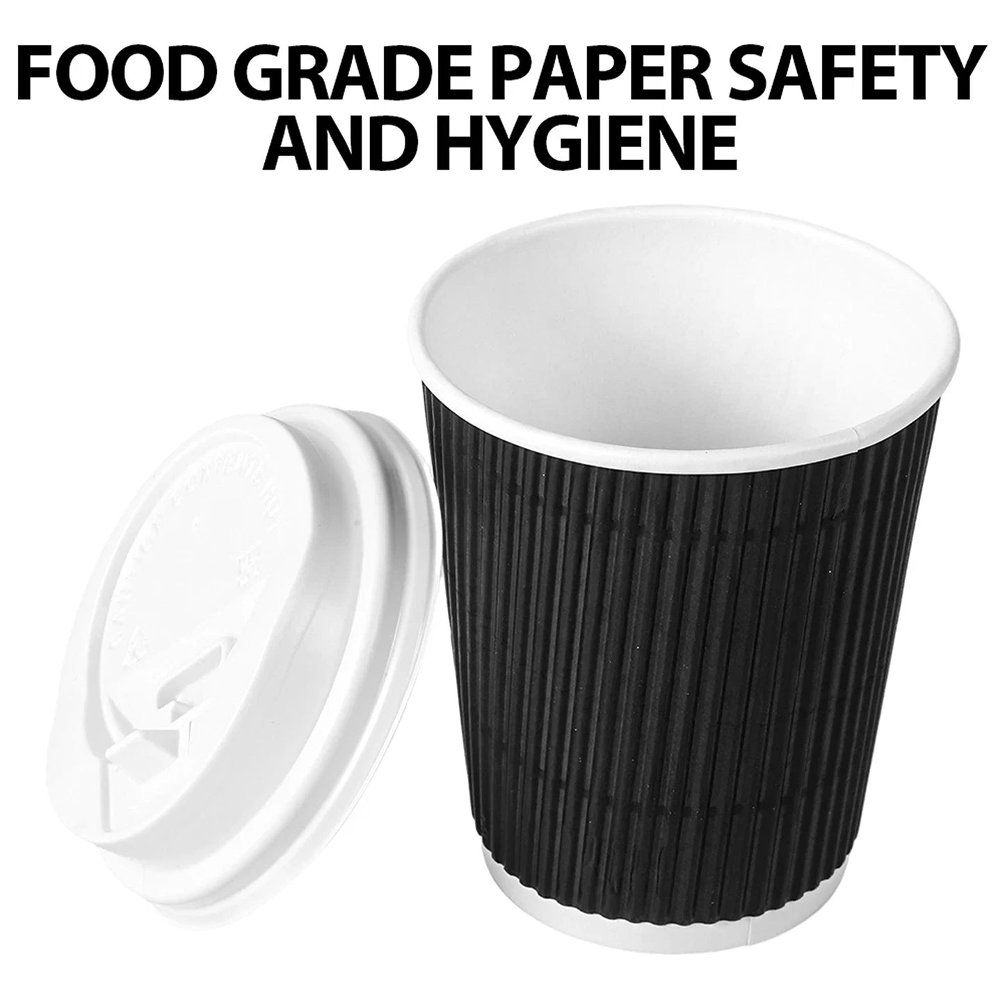 Triple Wall Coffee Cups Disposable Paper 8oz 12oz 16oz for Takeaway 50 Packs