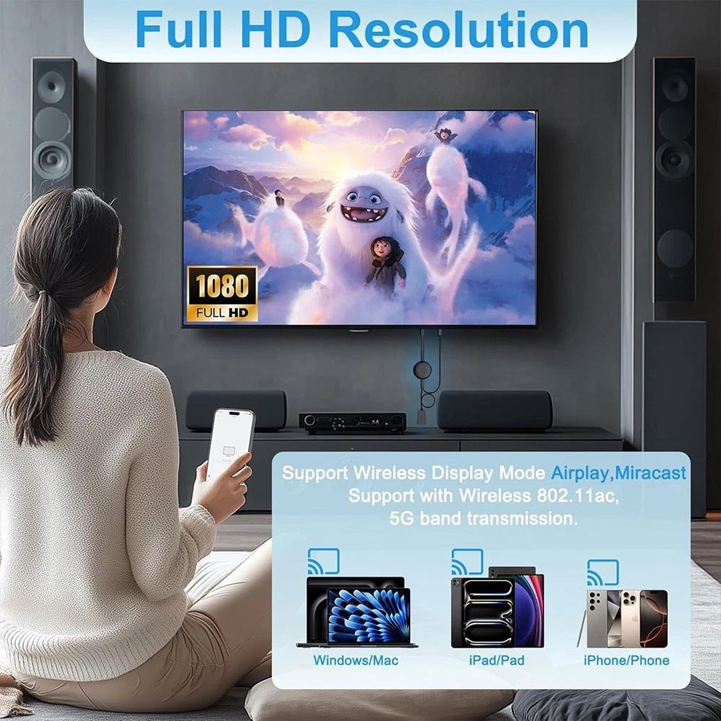 Chromecast Wireless HDMI Display Adapter Screen Phone Mirroring Extender